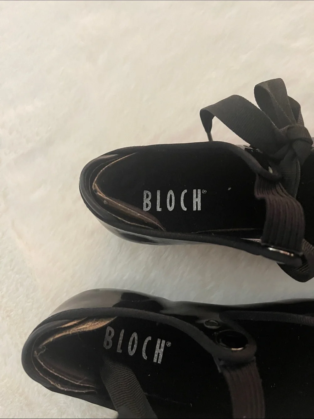 Bloch Girls Black Patent Ribbon Mary Jane Tap Dance Flats SZ 1W
